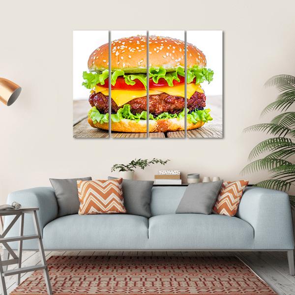 Tasty Cheeseburger Canvas Wall Art-1 Piece-Gallery Wrap-36" x 24"-Tiaracle