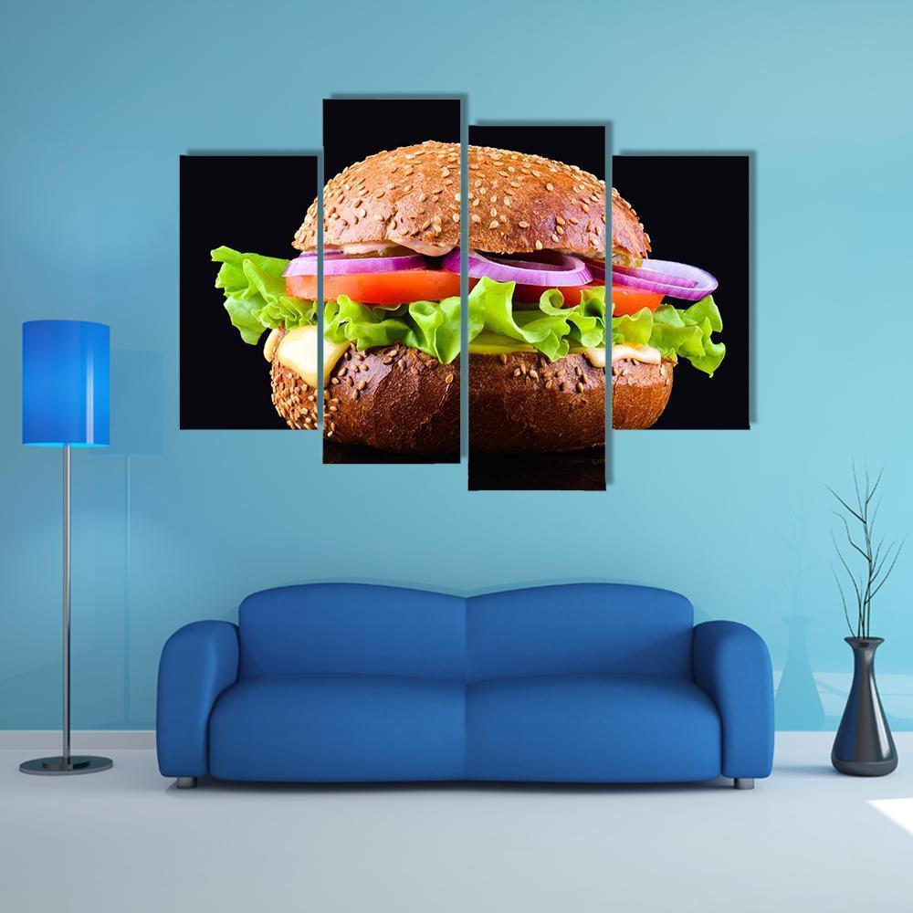 Cheeseburger Canvas Wall Art-4 Pop-Gallery Wrap-50" x 32"-Tiaracle