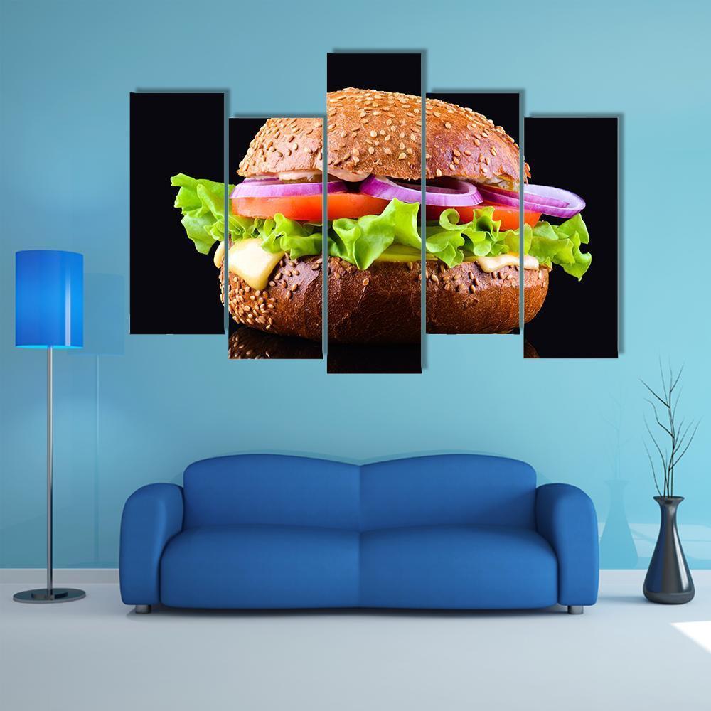 Cheeseburger Canvas Wall Art-5 Pop-Gallery Wrap-47" x 32"-Tiaracle