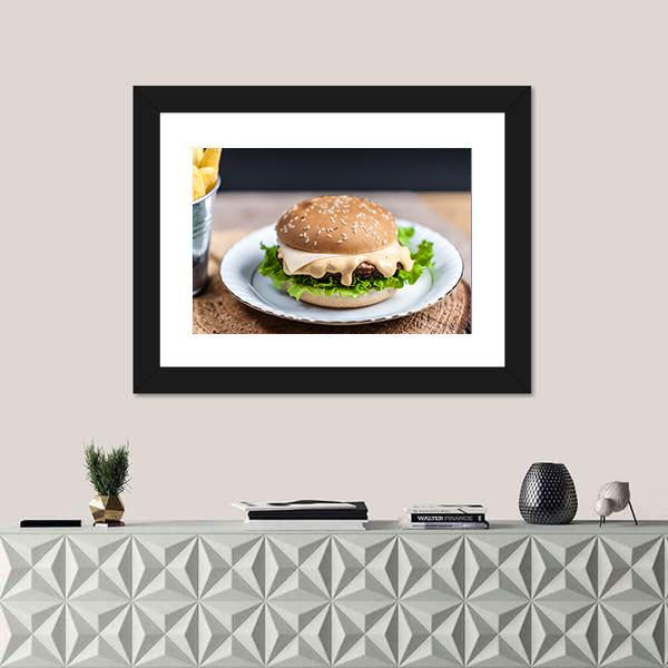 Tasty Burger Canvas Wall Art-5 Horizontal-Gallery Wrap-22" x 12"-Tiaracle