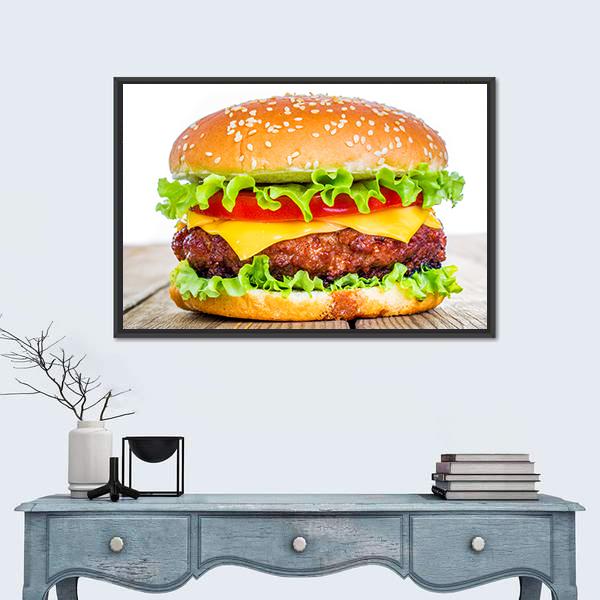 Tasty Cheeseburger Canvas Wall Art-5 Horizontal-Gallery Wrap-22" x 12"-Tiaracle