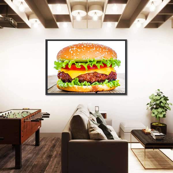 Tasty Cheeseburger Canvas Wall Art-5 Horizontal-Gallery Wrap-22" x 12"-Tiaracle