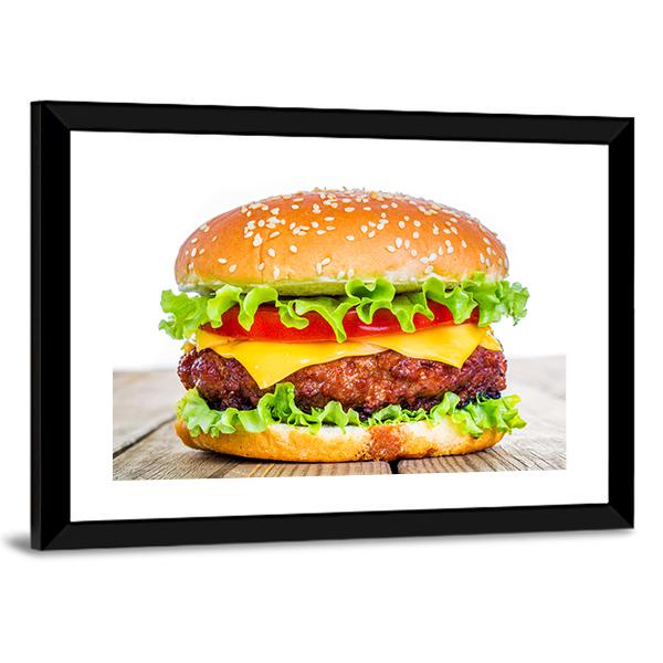 Tasty Cheeseburger Canvas Wall Art-3 Horizontal-Gallery Wrap-25" x 16"-Tiaracle