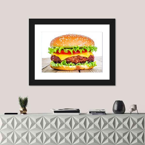 Tasty Cheeseburger Canvas Wall Art-5 Horizontal-Gallery Wrap-22" x 12"-Tiaracle