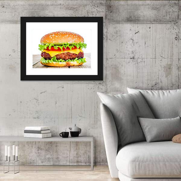 Tasty Cheeseburger Canvas Wall Art-3 Horizontal-Gallery Wrap-25" x 16"-Tiaracle