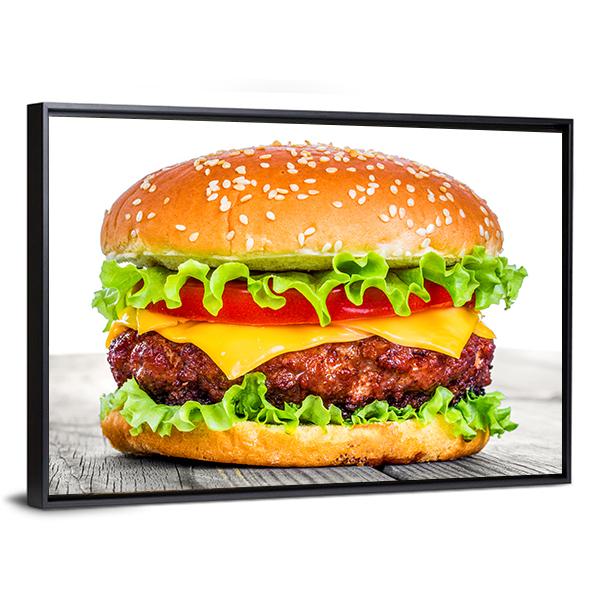 Tasty Hamburger Canvas Wall Art-3 Horizontal-Gallery Wrap-25&quot; x 16&quot;-Tiaracle