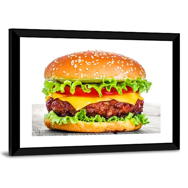 Tasty Hamburger Canvas Wall Art-3 Horizontal-Gallery Wrap-25&quot; x 16&quot;-Tiaracle