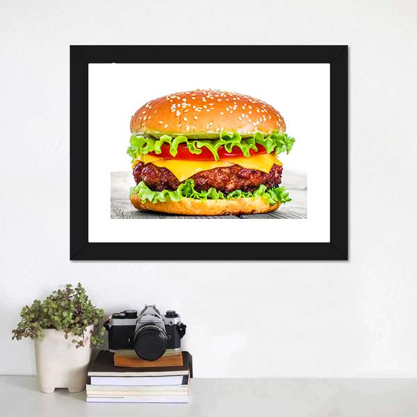 Tasty Hamburger Canvas Wall Art-3 Horizontal-Gallery Wrap-25&quot; x 16&quot;-Tiaracle