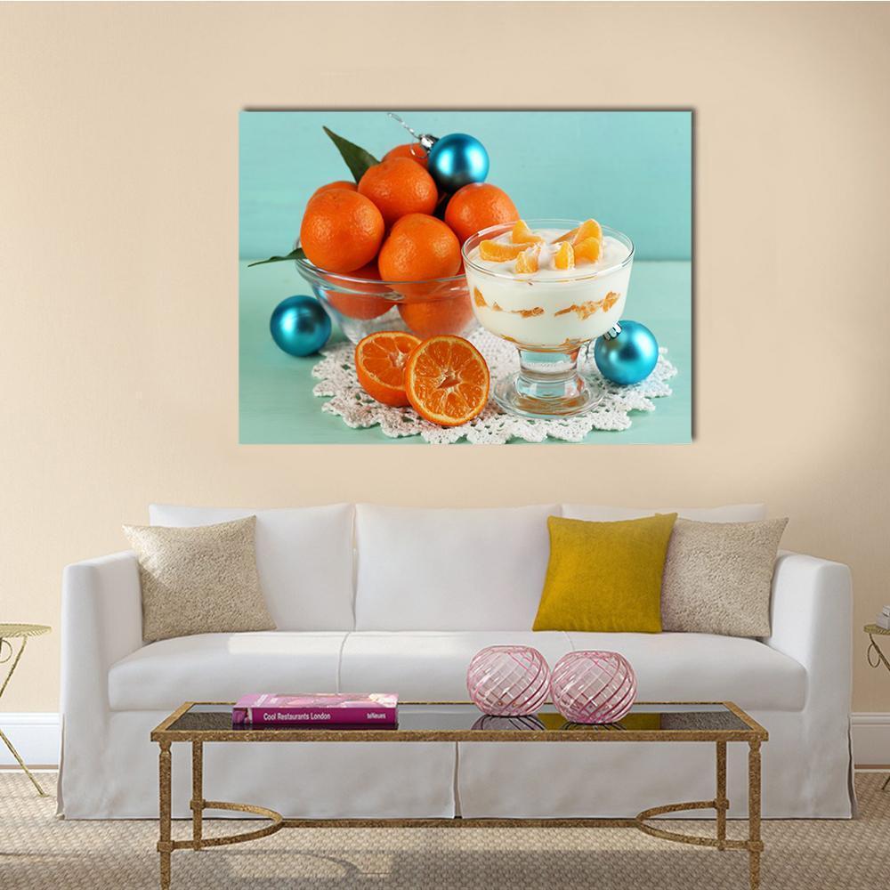 Dessert With Tangerine Canvas Wall Art-1 Piece-Gallery Wrap-48" x 32"-Tiaracle