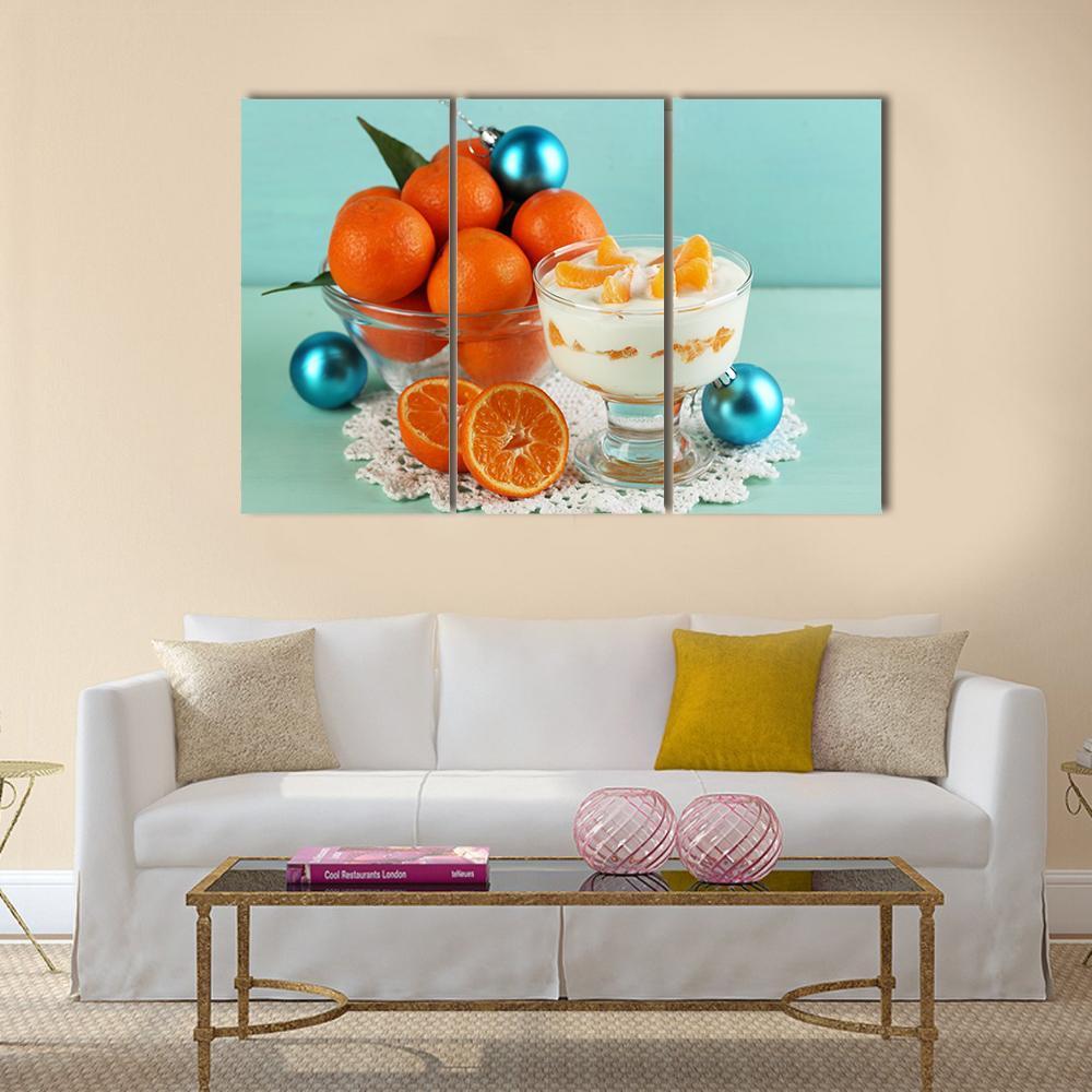 Dessert With Tangerine Canvas Wall Art-3 Horizontal-Gallery Wrap-37" x 24"-Tiaracle