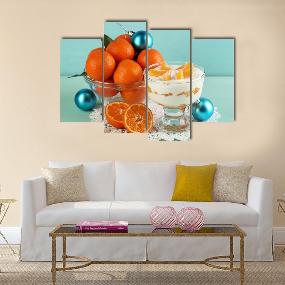Dessert With Tangerine Canvas Wall Art-4 Pop-Gallery Wrap-50" x 32"-Tiaracle