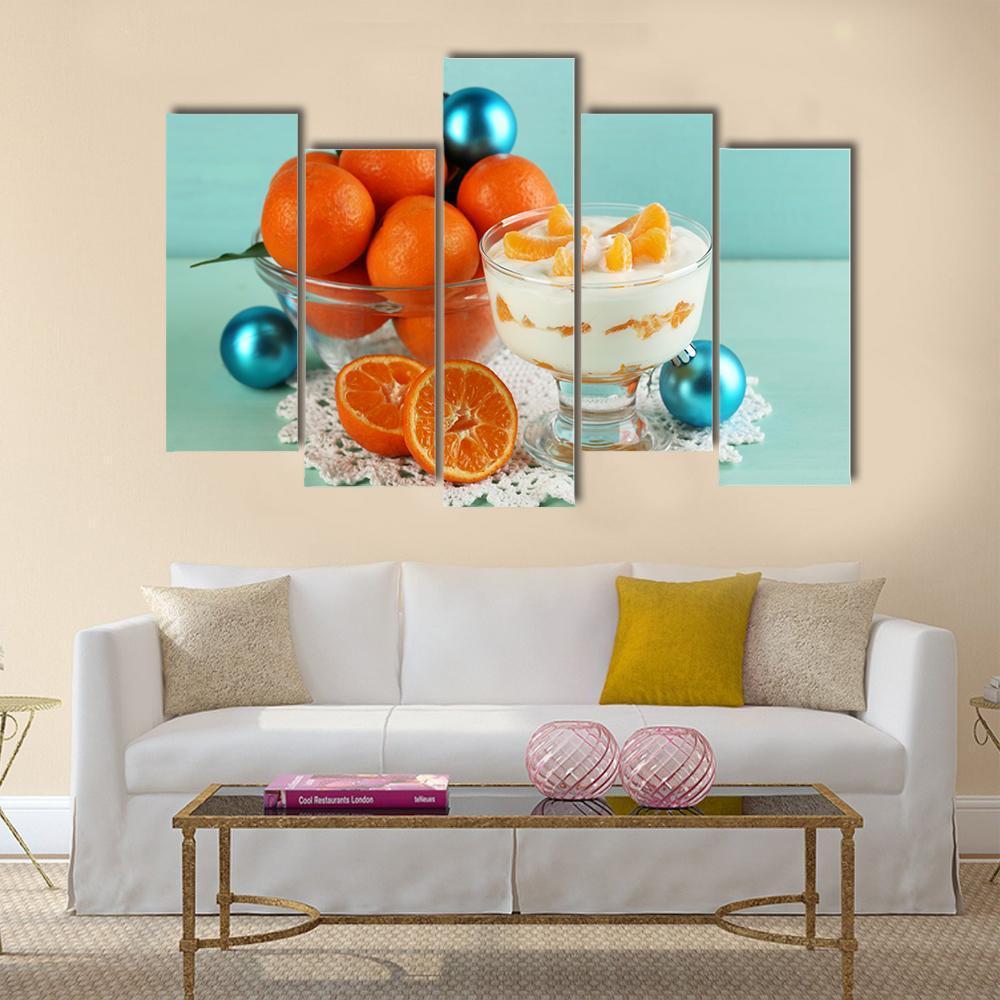 Dessert With Tangerine Canvas Wall Art-5 Pop-Gallery Wrap-47" x 32"-Tiaracle