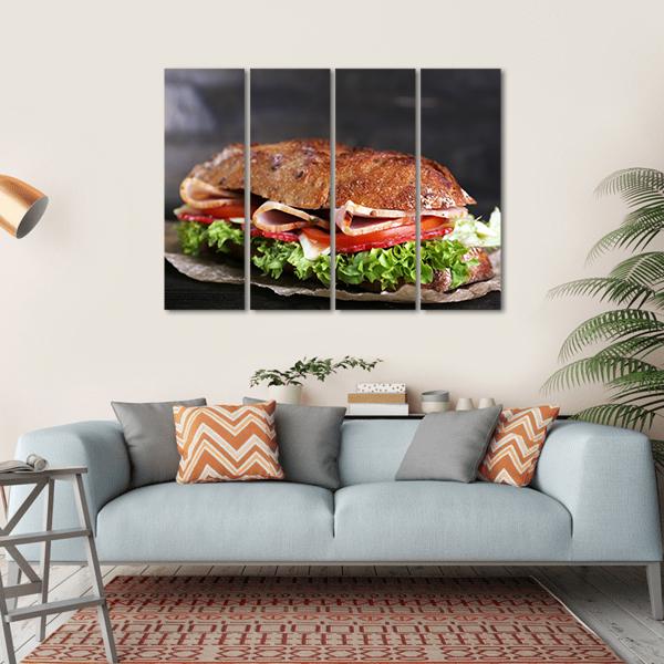 Tasty Sandwich Canvas Wall Art-4 Horizontal-Gallery Wrap-34" x 24"-Tiaracle