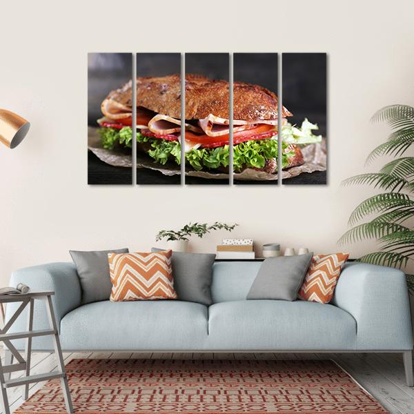 Tasty Sandwich Canvas Wall Art-5 Horizontal-Gallery Wrap-22" x 12"-Tiaracle