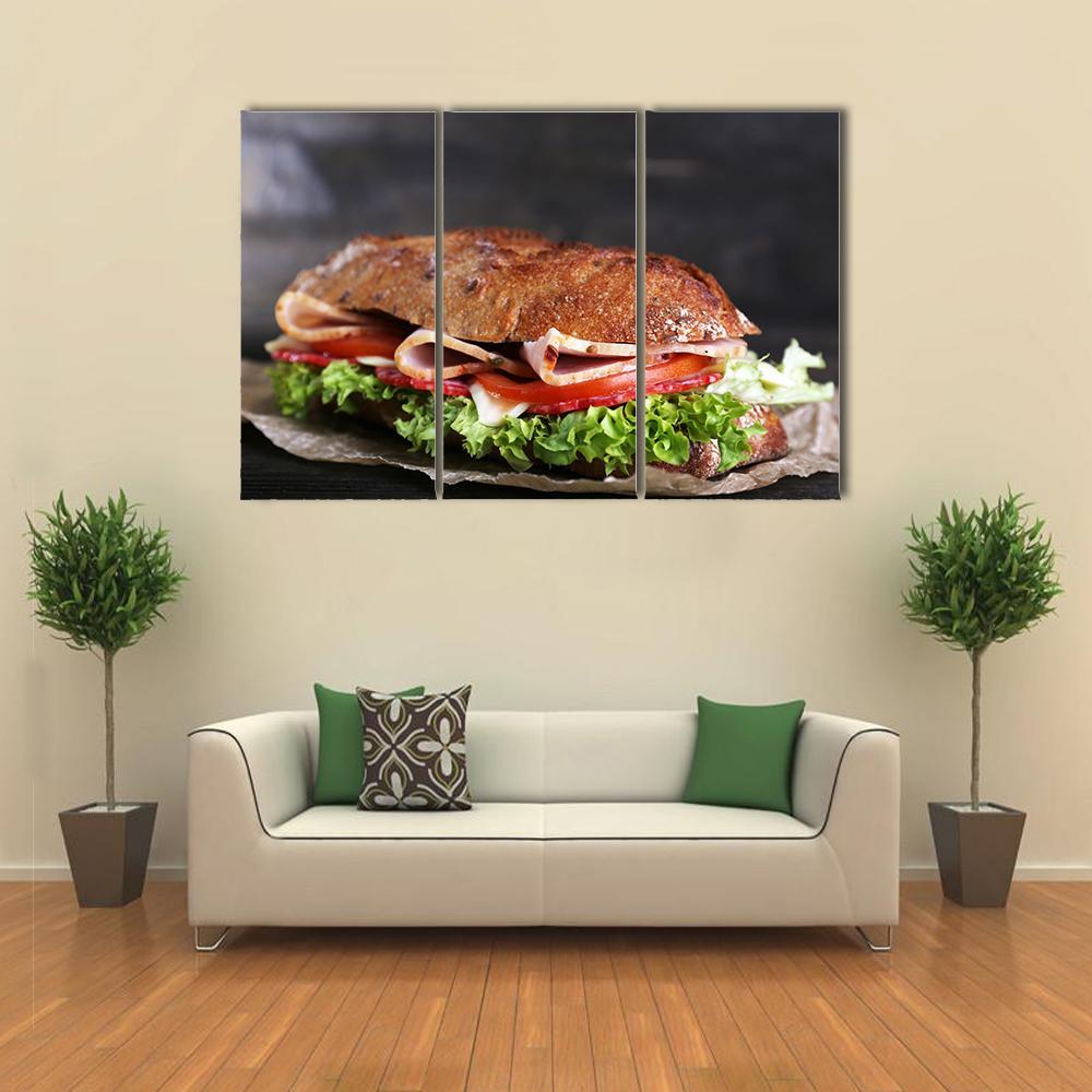 Tasty Sandwich Canvas Wall Art-3 Horizontal-Gallery Wrap-37" x 24"-Tiaracle