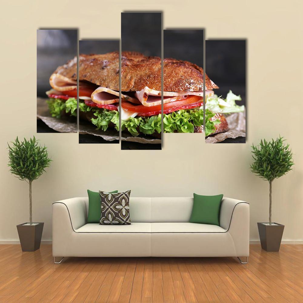 Tasty Sandwich Canvas Wall Art-5 Pop-Gallery Wrap-47" x 32"-Tiaracle