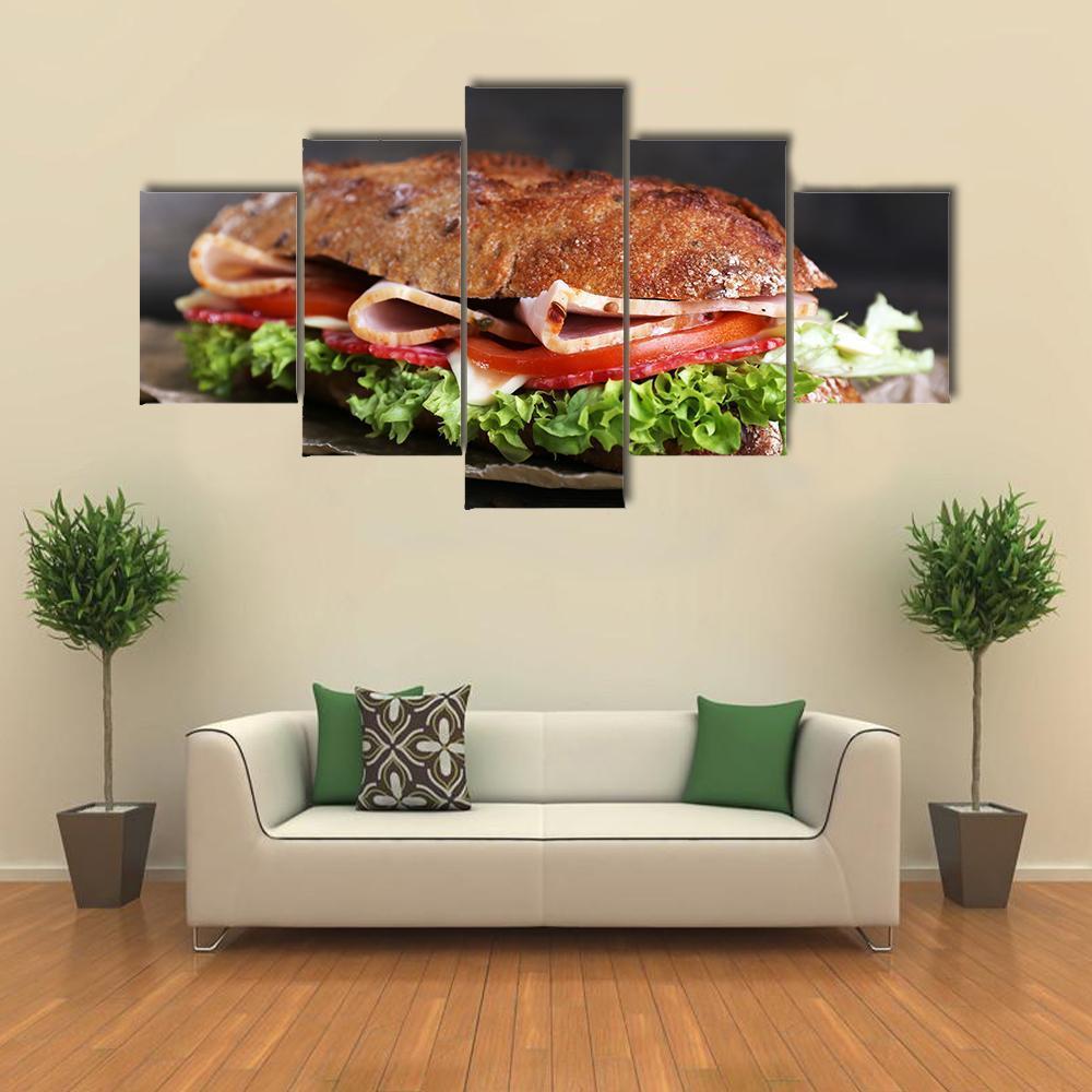Tasty Sandwich Canvas Wall Art-5 Star-Gallery Wrap-62" x 32"-Tiaracle