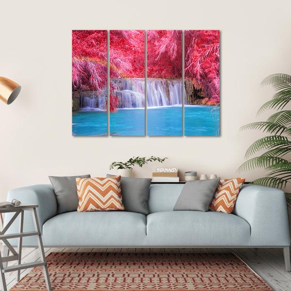 Tat Kuang Si Waterfalls At Luang Prabang Laos Canvas Wall Art-4 Horizontal-Gallery Wrap-34" x 24"-Tiaracle