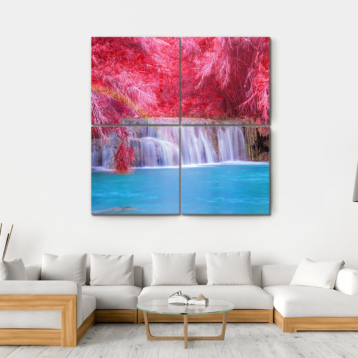 Tat Kuang Si Waterfalls At Luang Prabang Laos Canvas Wall Art-4 Square-Gallery Wrap-17" x 17"-Tiaracle