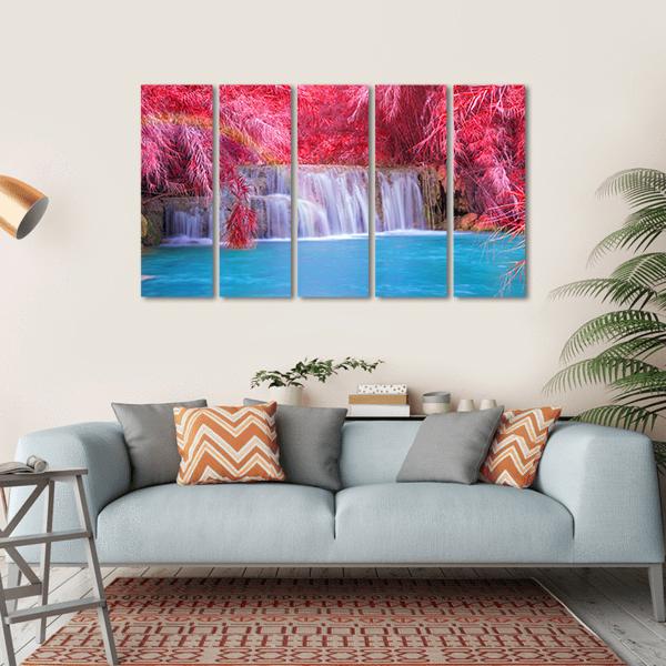 Tat Kuang Si Waterfalls At Luang Prabang Laos Canvas Wall Art-5 Horizontal-Gallery Wrap-22" x 12"-Tiaracle