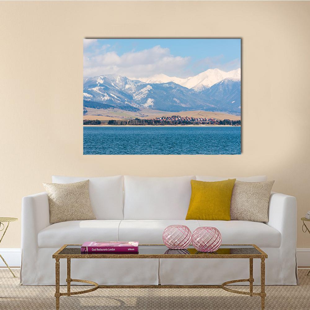 Liptovska Mara Lake Canvas Wall Art-1 Piece-Gallery Wrap-48" x 32"-Tiaracle