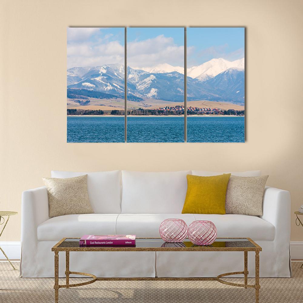 Liptovska Mara Lake Canvas Wall Art-3 Horizontal-Gallery Wrap-37" x 24"-Tiaracle