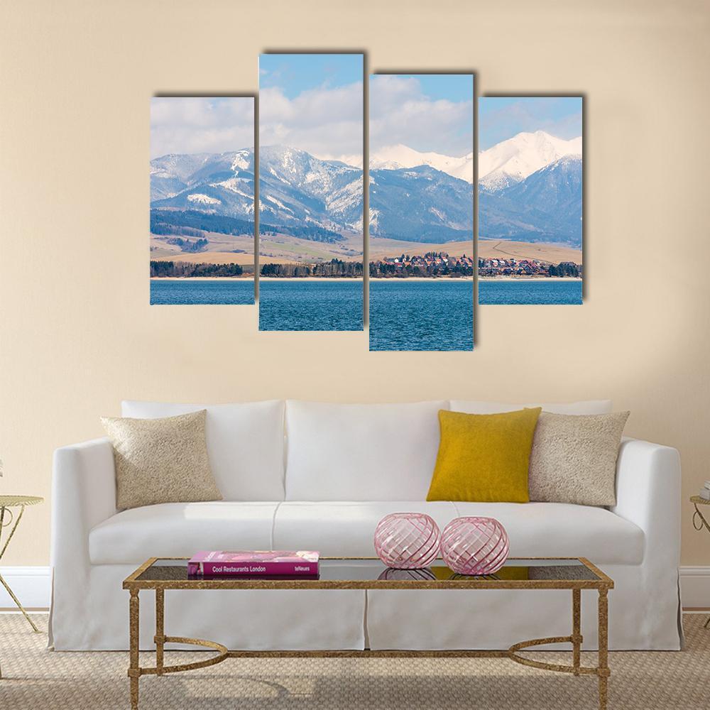 Liptovska Mara Lake Canvas Wall Art-4 Pop-Gallery Wrap-50" x 32"-Tiaracle