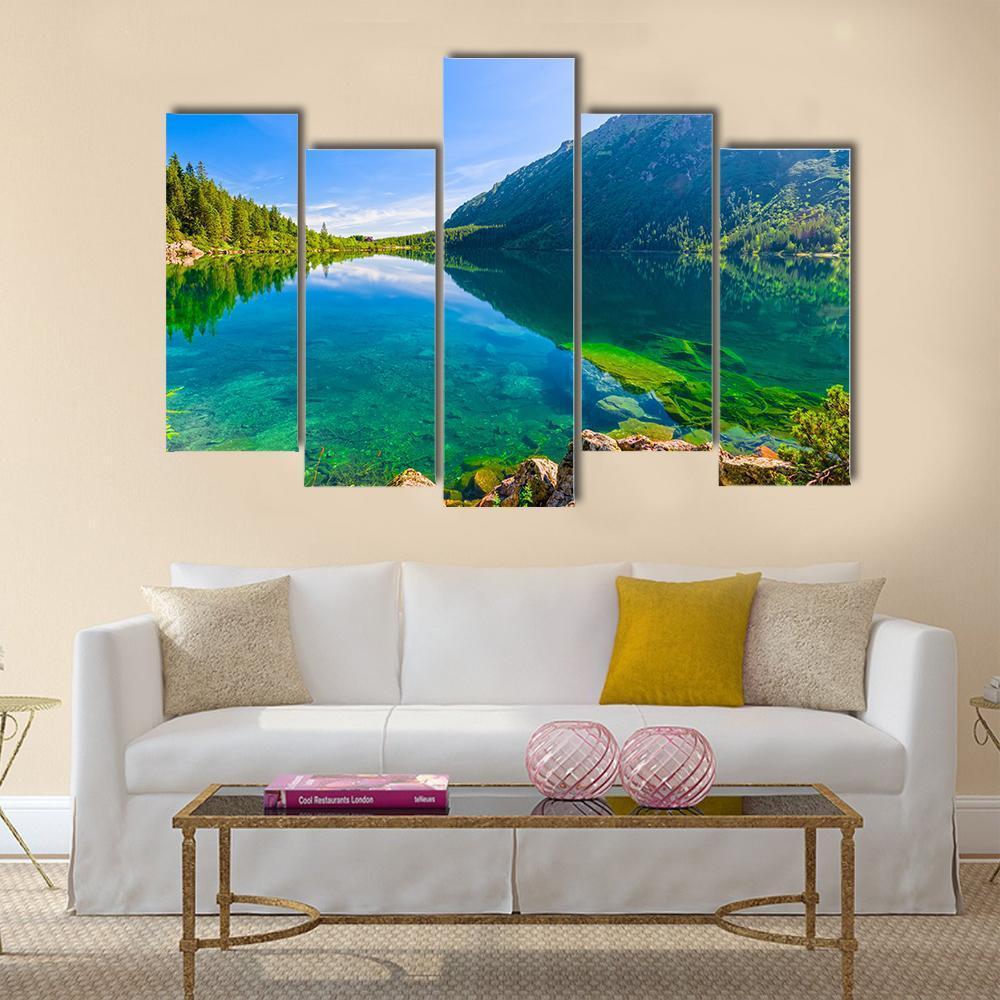 Tatras Sea Eye Lake Canvas Wall Art-5 Pop-Gallery Wrap-47" x 32"-Tiaracle