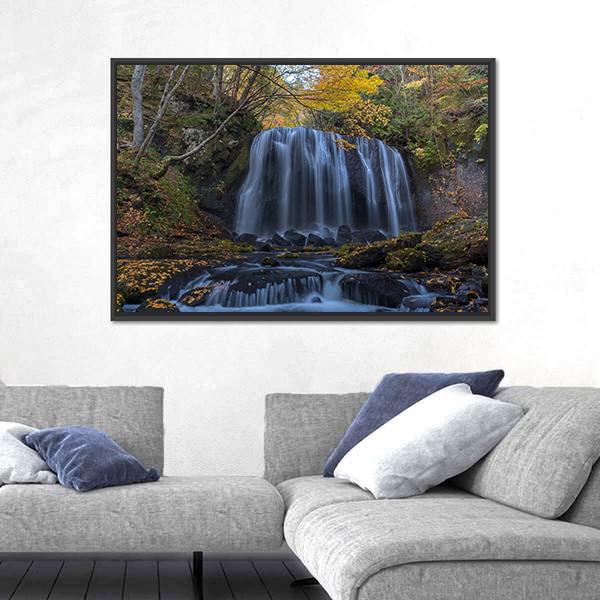 Tatsuzawafudo Waterfall Canvas Wall Art-1 Piece-Floating Frame-24" x 16"-Tiaracle