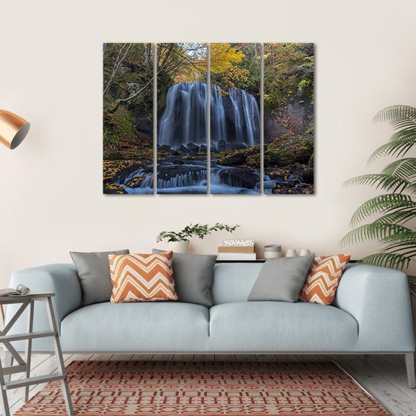 Tatsuzawafudo Waterfall Canvas Wall Art-4 Horizontal-Gallery Wrap-34" x 24"-Tiaracle