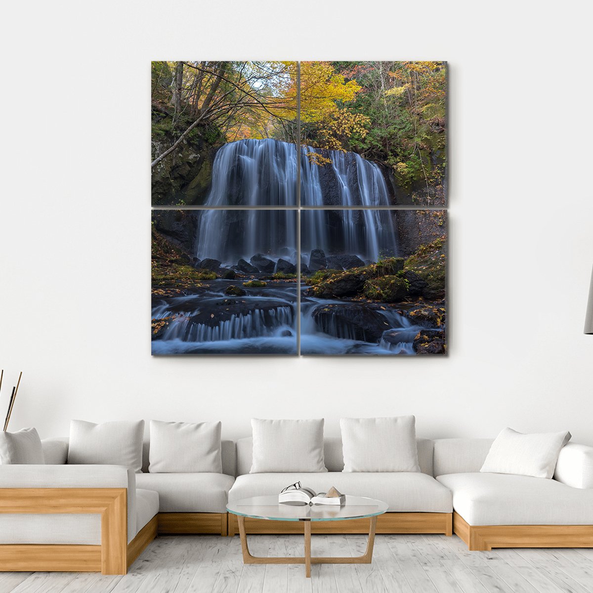 Tatsuzawafudo Waterfall Canvas Wall Art-4 Square-Gallery Wrap-17" x 17"-Tiaracle