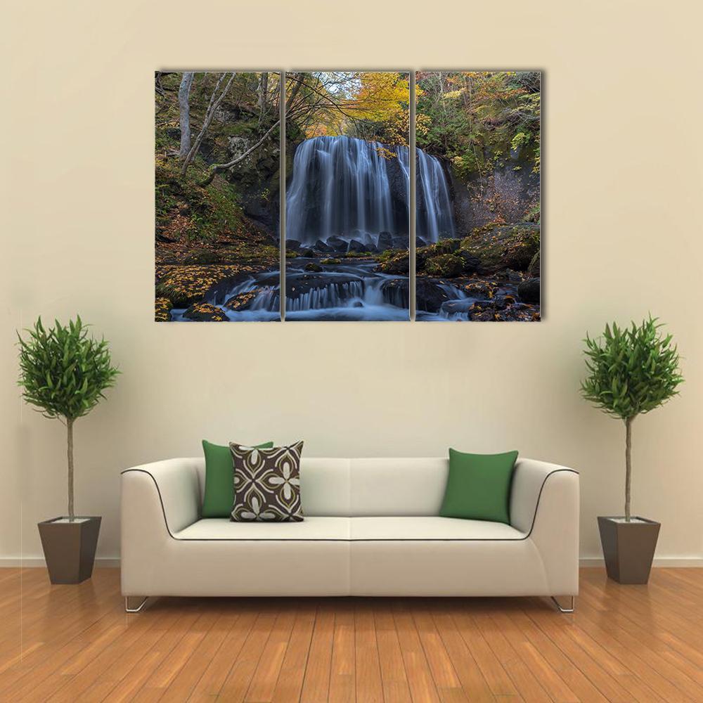 Tatsuzawafudo Waterfall Canvas Wall Art-3 Horizontal-Gallery Wrap-37" x 24"-Tiaracle