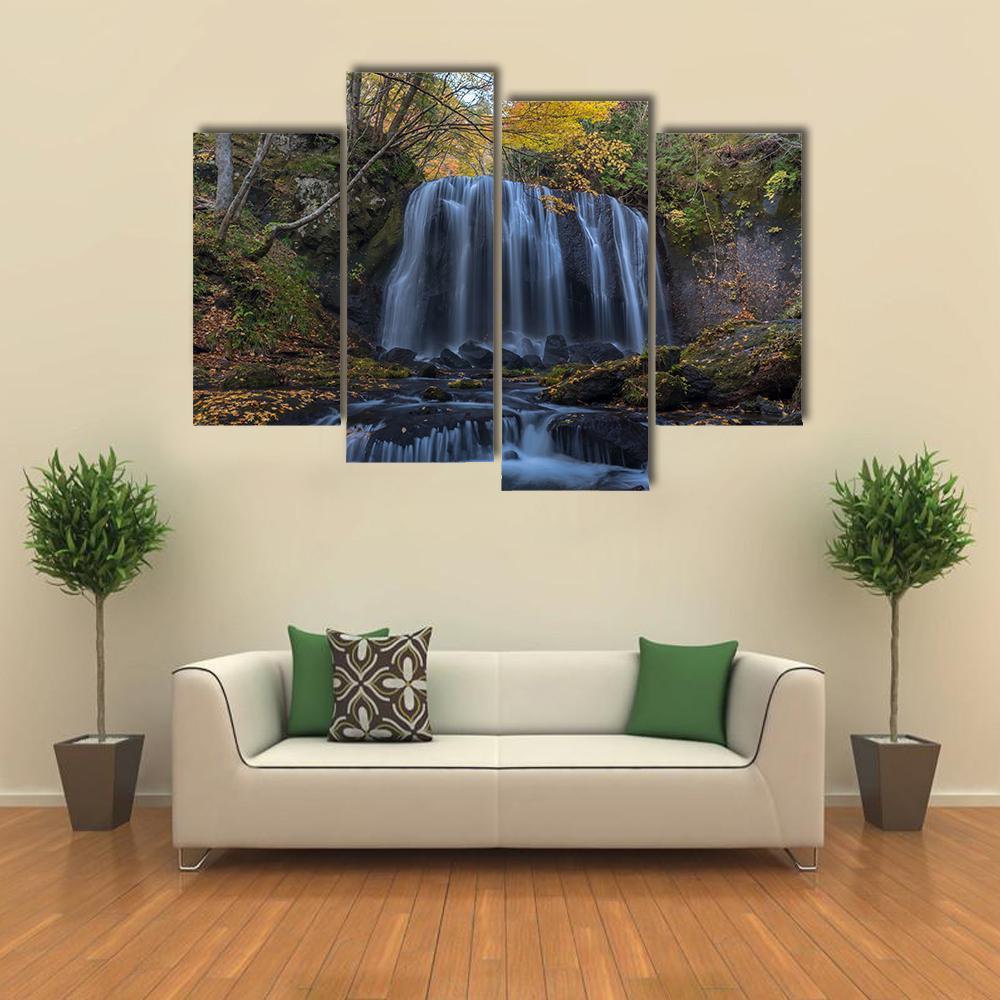 Tatsuzawafudo Waterfall Canvas Wall Art-4 Pop-Gallery Wrap-50" x 32"-Tiaracle
