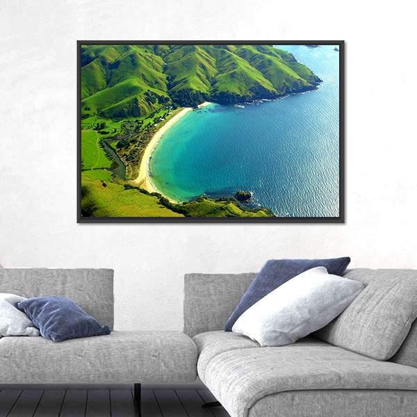 Taupo Bay In New Zealand Canvas Wall Art-1 Piece-Floating Frame-24" x 16"-Tiaracle