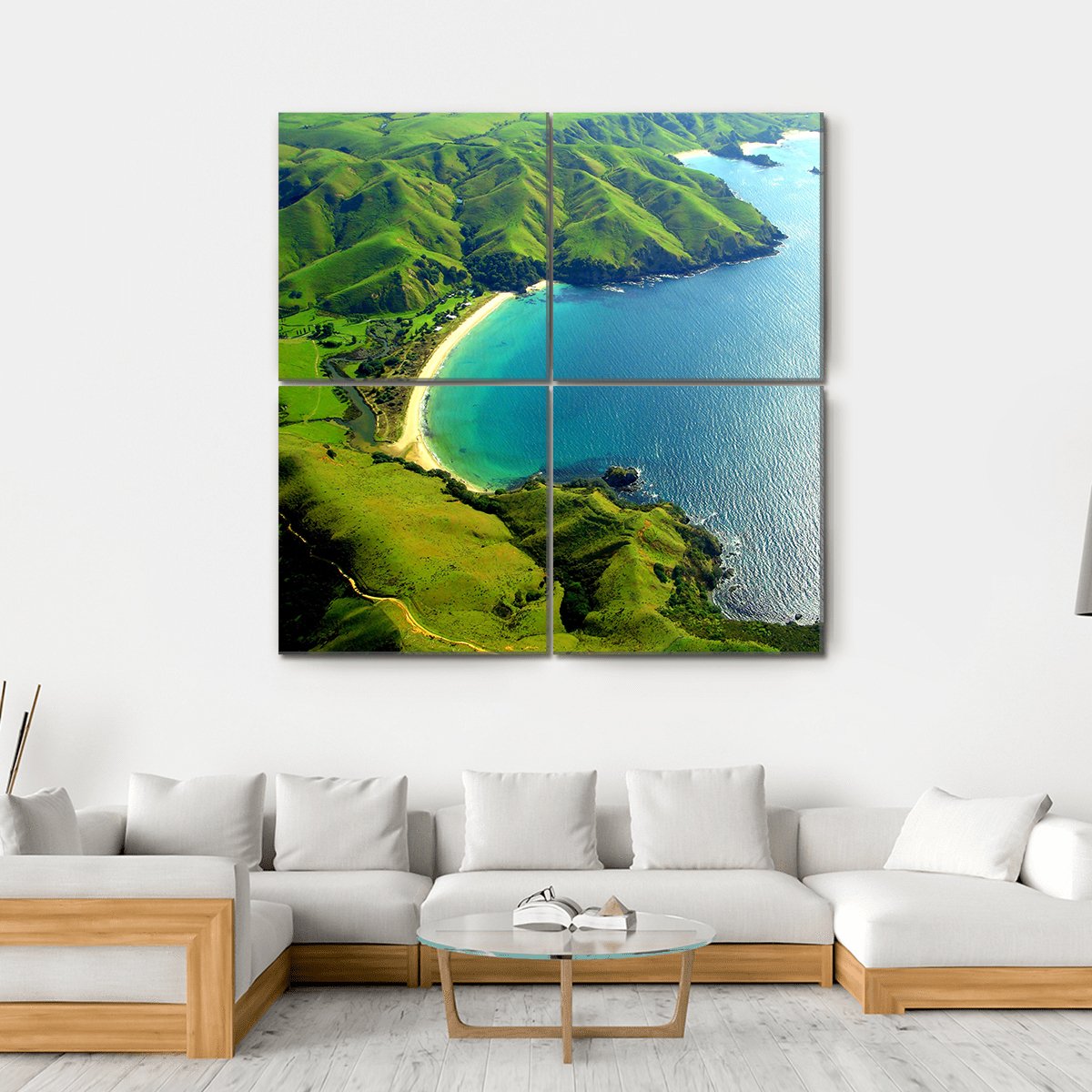 Taupo Bay In New Zealand Canvas Wall Art-4 Square-Gallery Wrap-17" x 17"-Tiaracle
