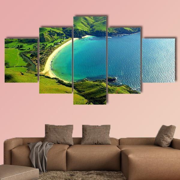 Taupo Bay In New Zealand Canvas Wall Art-5 Pop-Gallery Wrap-47" x 32"-Tiaracle