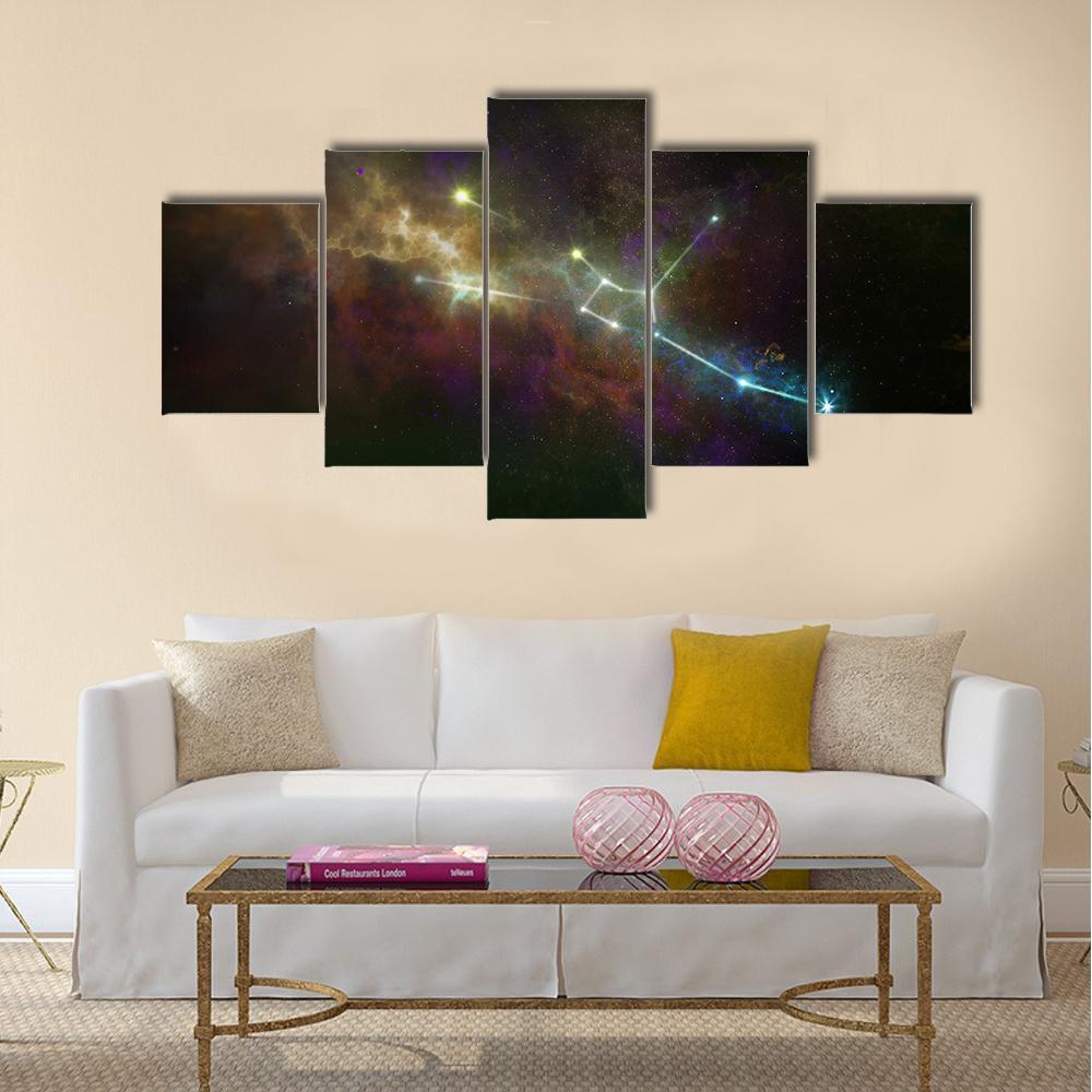 Taurus Constellation Canvas Wall Art-5 Star-Gallery Wrap-42" x 21"-Tiaracle