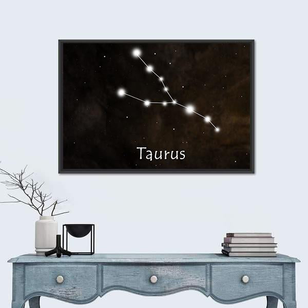 Taurus Horoscope Constellation Canvas Wall Art-5 Horizontal-Gallery Wrap-22" x 12"-Tiaracle