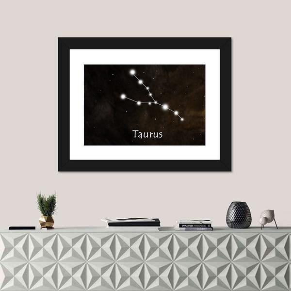 Taurus Horoscope Constellation Canvas Wall Art-5 Horizontal-Gallery Wrap-22" x 12"-Tiaracle