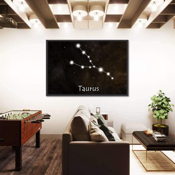 Taurus Horoscope Constellation Canvas Wall Art-5 Horizontal-Gallery Wrap-22" x 12"-Tiaracle