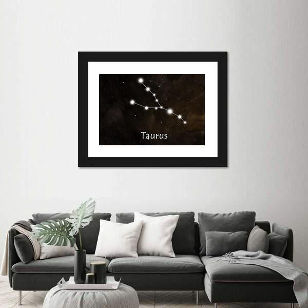 Taurus Horoscope Constellation Canvas Wall Art-1 Piece-Framed Print-20" x 16"-Tiaracle