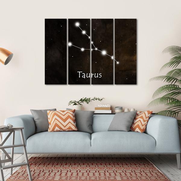 Taurus Horoscope Constellation Canvas Wall Art-1 Piece-Gallery Wrap-36" x 24"-Tiaracle