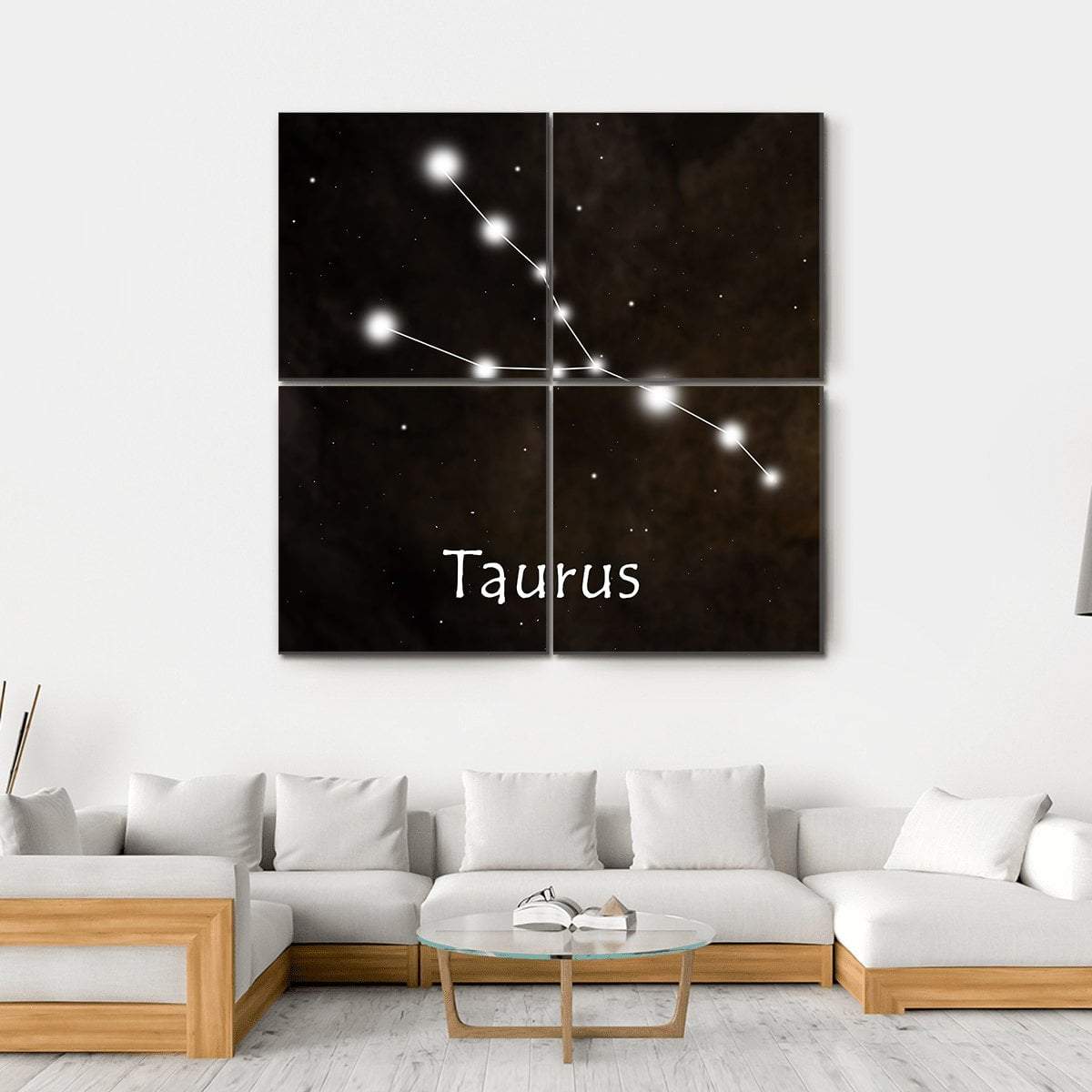 Taurus Horoscope Constellation Canvas Wall Art-4 Square-Gallery Wrap-17" x 17"-Tiaracle