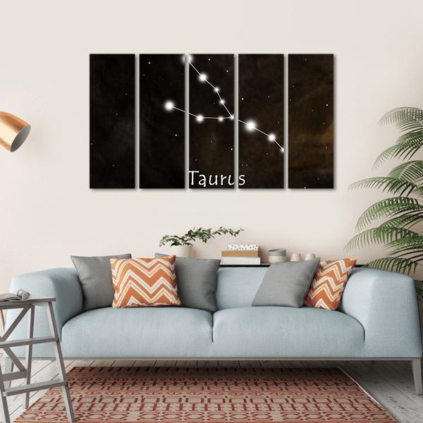 Taurus Horoscope Constellation Canvas Wall Art-5 Horizontal-Gallery Wrap-22" x 12"-Tiaracle