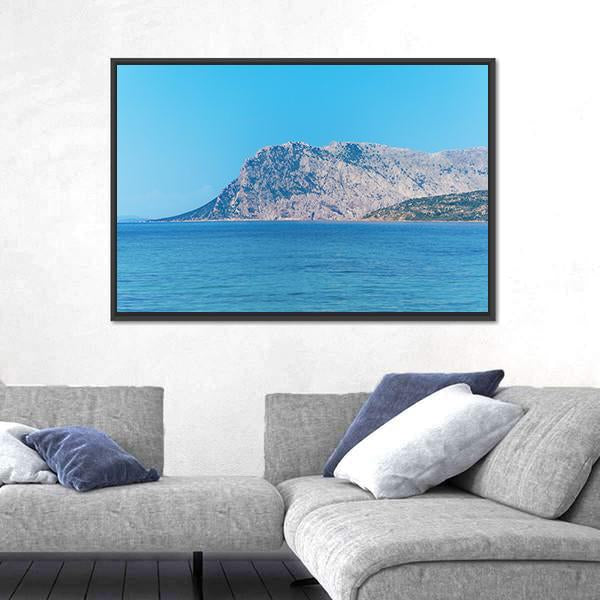 Tavolara Island On A Clear Day In Sardinia Canvas Wall Art-1 Piece-Floating Frame-24" x 16"-Tiaracle