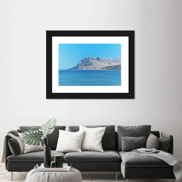 Tavolara Island On A Clear Day In Sardinia Canvas Wall Art-1 Piece-Framed Print-20" x 16"-Tiaracle