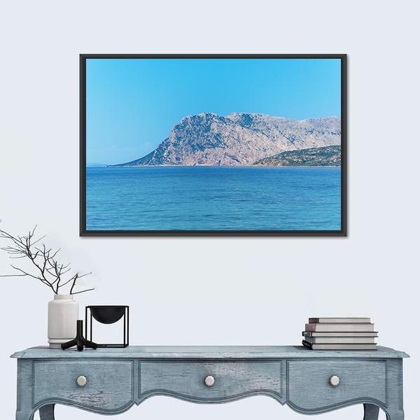 Tavolara Island On A Clear Day In Sardinia Canvas Wall Art-3 Horizontal-Gallery Wrap-25" x 16"-Tiaracle