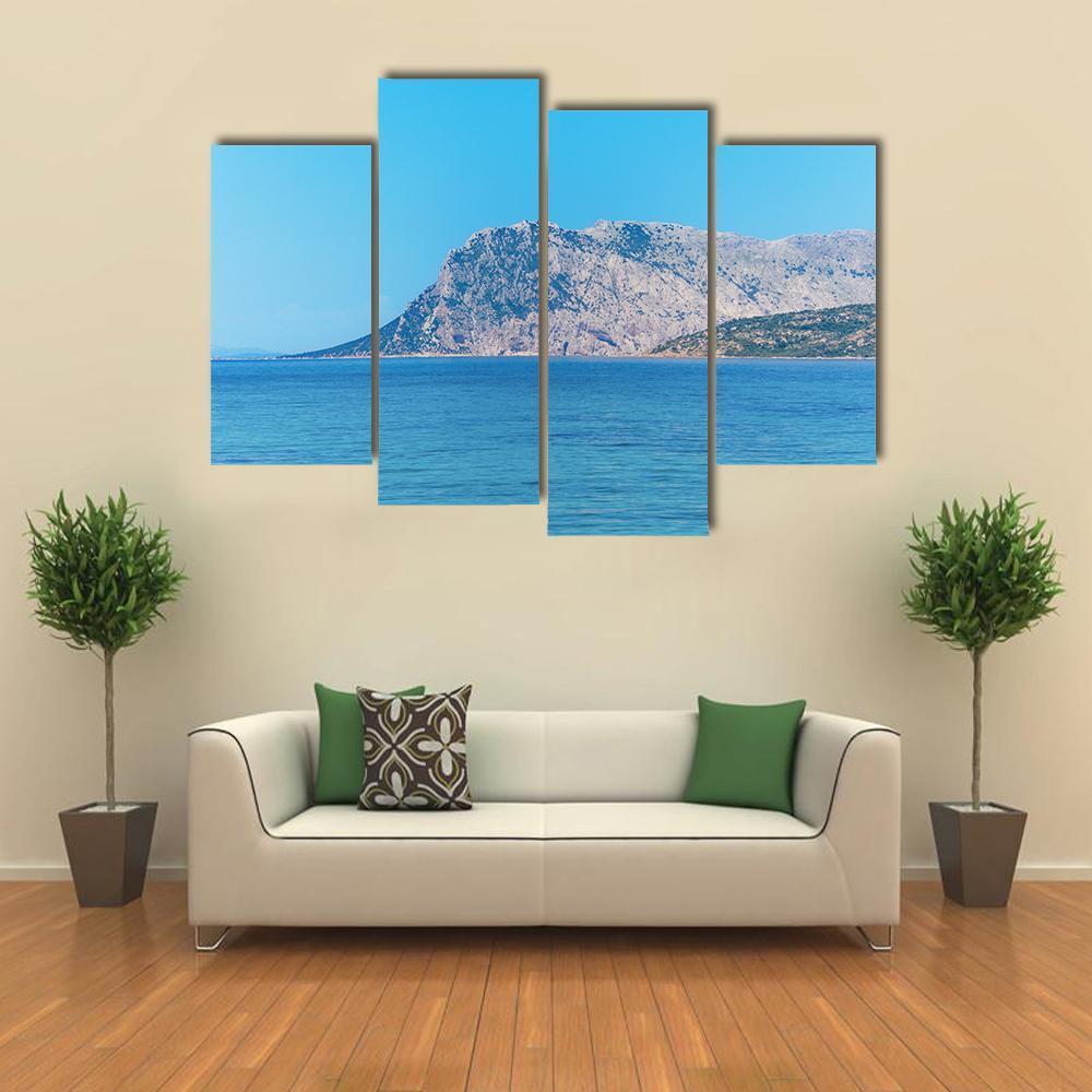 Tavolara Island On A Clear Day In Sardinia Canvas Wall Art-4 Pop-Gallery Wrap-50" x 32"-Tiaracle