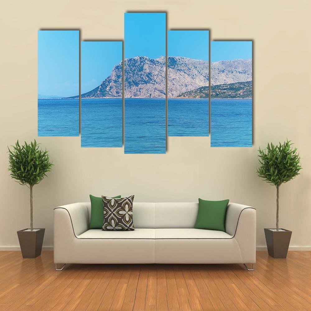 Tavolara Island On A Clear Day In Sardinia Canvas Wall Art-5 Pop-Gallery Wrap-47" x 32"-Tiaracle