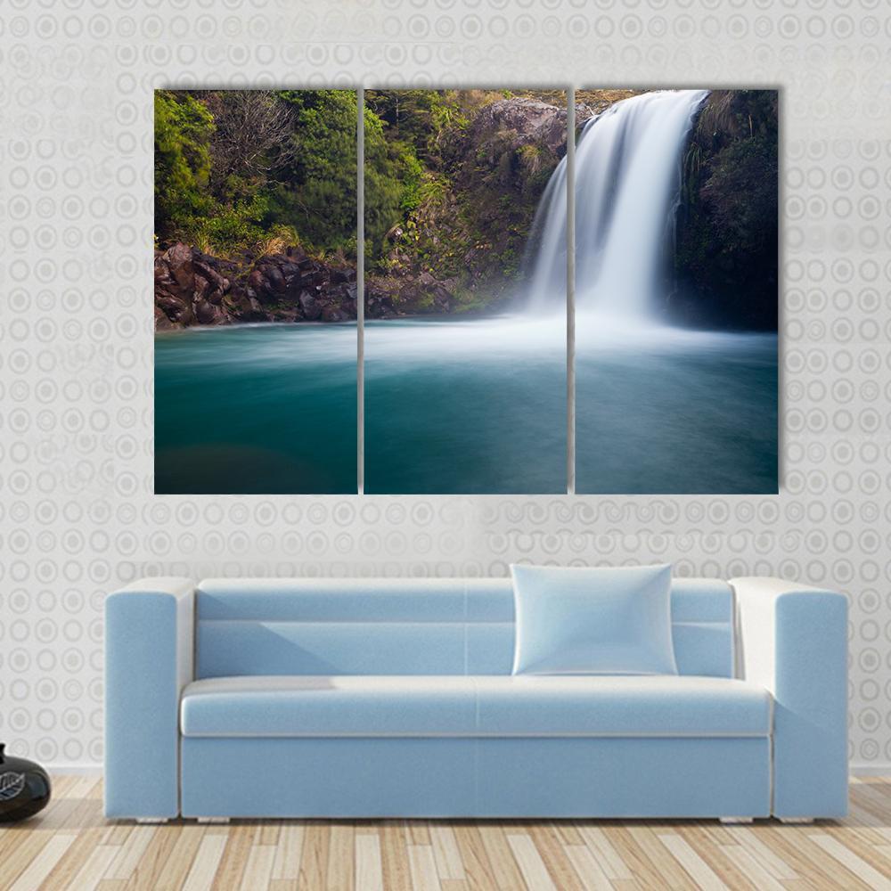 Tawhai Waterfall New Zealand Canvas Wall Art-3 Horizontal-Gallery Wrap-37" x 24"-Tiaracle